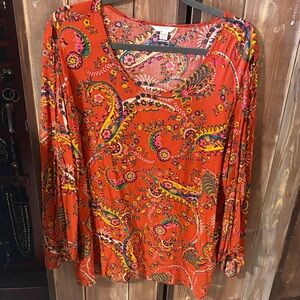 Floral Paisley V-Neck Blouse